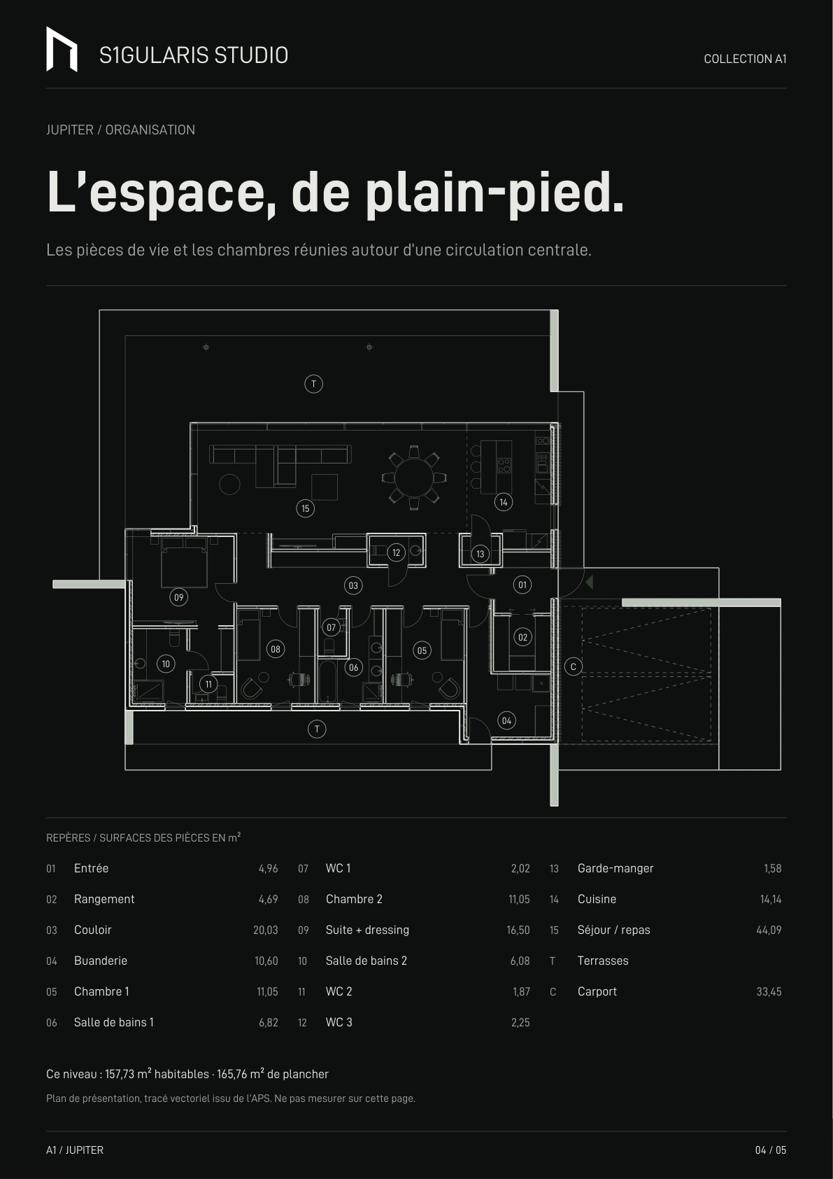 Plan de présentation Jupiter, rez-de-chaussée