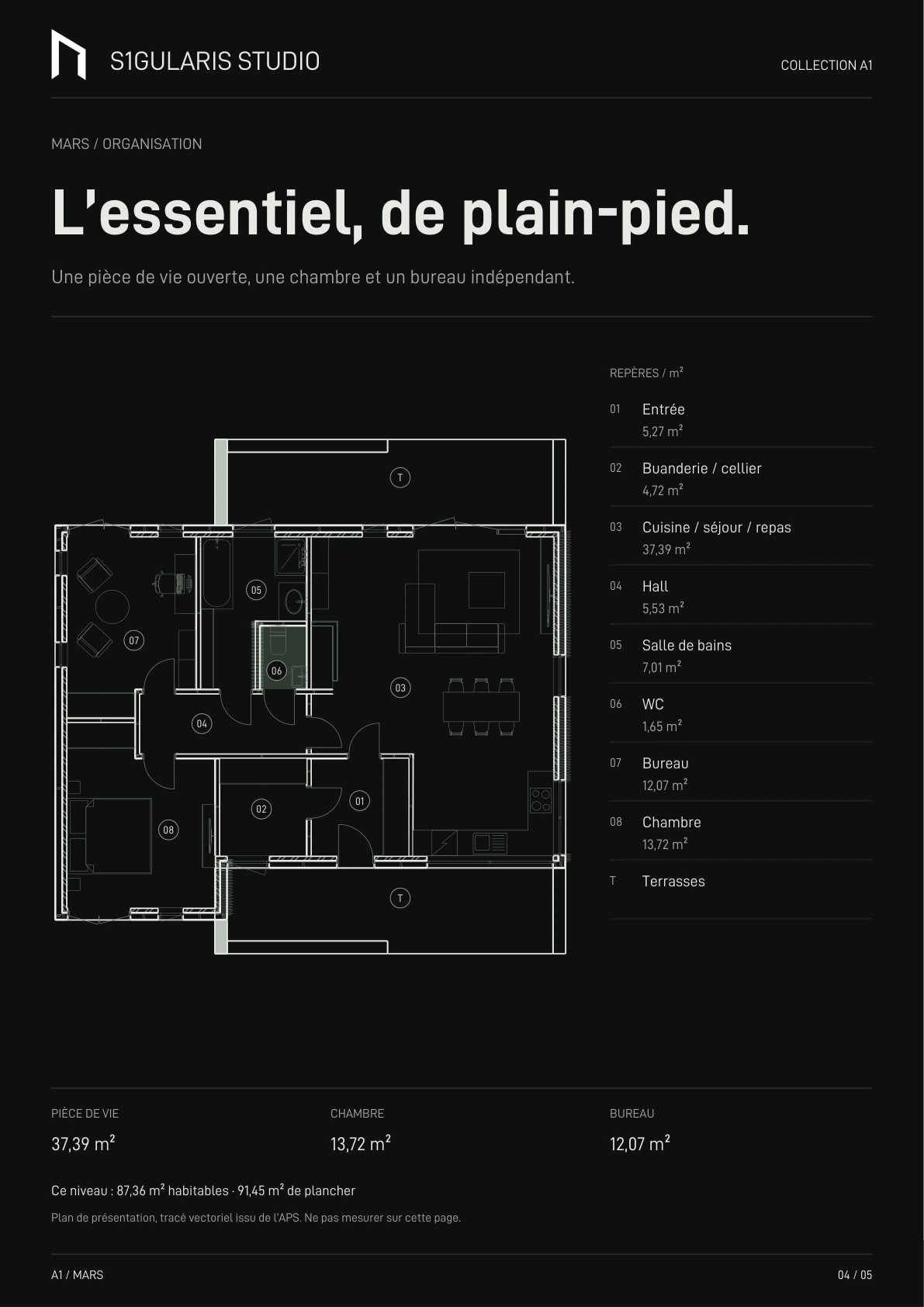 Plan de présentation Mars, rez-de-chaussée