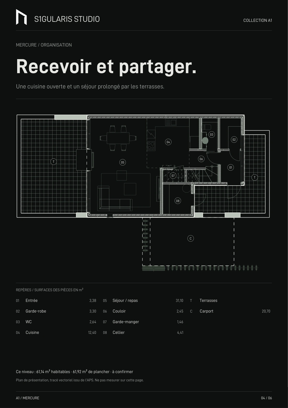 Plan de présentation Mercure, rez-de-chaussée