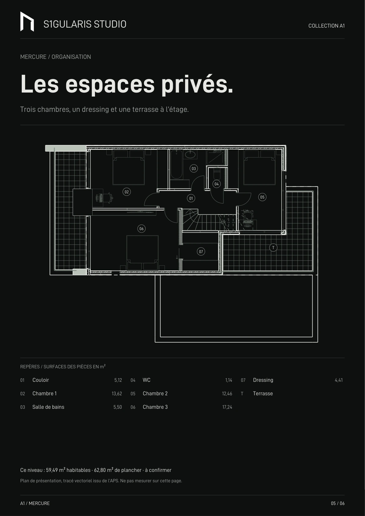 Plan de présentation Mercure, étage