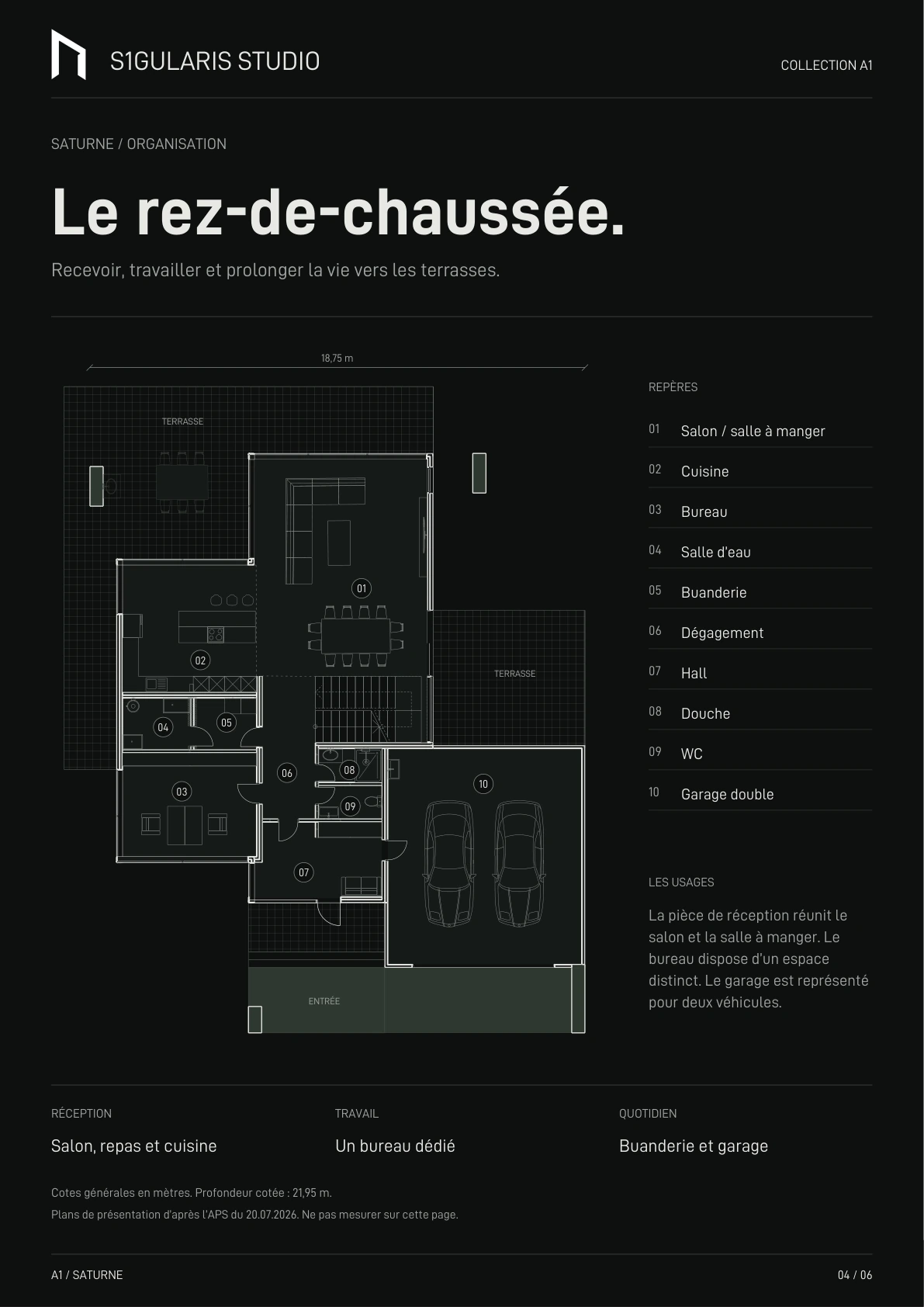 Plan de présentation Saturne, rez-de-chaussée