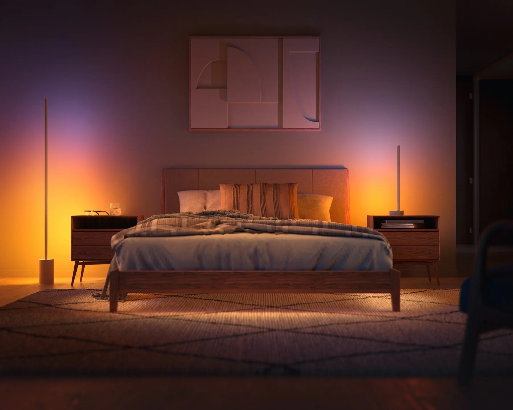 Lumière chaude de lampes Philips Hue Gradient Signe dans une chambre